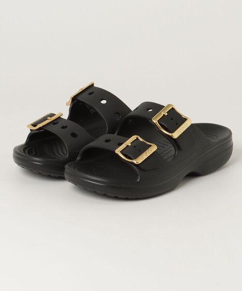 crocs ブラック ダブルバックルサンダル crocs SATURDAY METALLIC BUCKLE SANDAL W クロックス サタデー