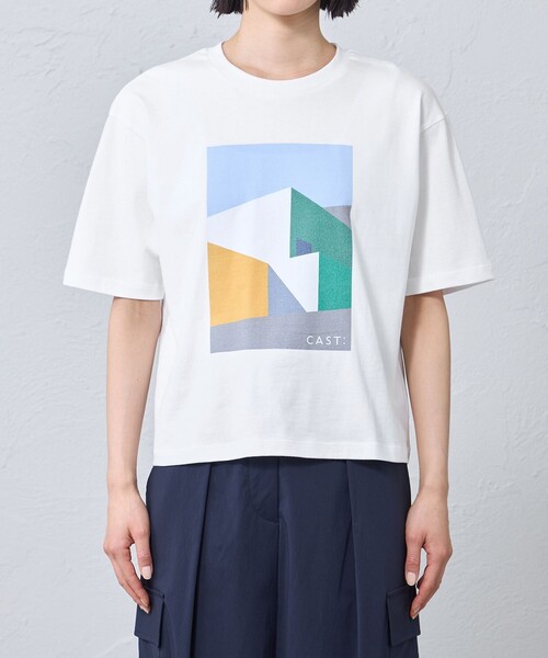 CAST:(キャストコロン)の「ジオメトリックプリントTシャツ(Tシャツ/カットソー・レディース・ホワイト・M)」の6枚目の写真