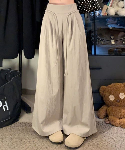 2ly2(トゥーリートゥー)の「ワイドパンツ タックパンツ ウエスト紐 ゆったり イージーパンツ 無地(その他パンツ・レディース・ベージュ/ブラック/アイボリー・FREE)」の19枚目の写真