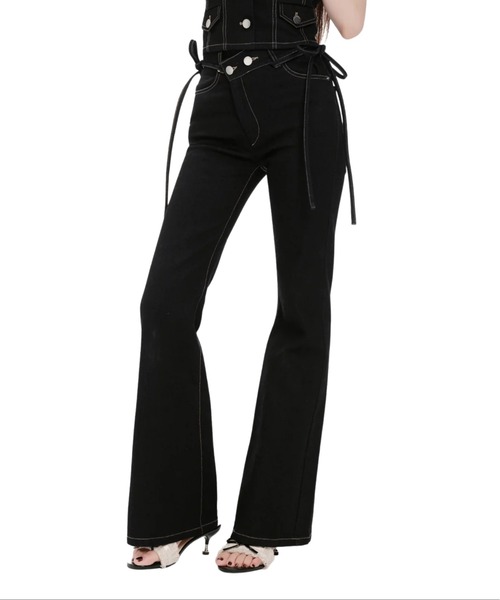 Ribbon Straight Flare Denim Pants（デニムパンツ）｜andwang