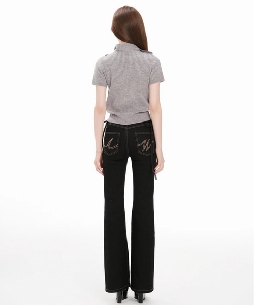 Ribbon Straight Flare Denim Pants（デニムパンツ）｜andwang