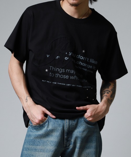 Jungle Storm(ジャングルストーム)の「RESHAM Y2K STAR ワッペンTシャツ 半袖(Tシャツ/カットソー・メンズ・アイボリー/ブラック/アイボリー系/ブルー/ピンク系/ピンク/ブルー系/ブラック系・S/L/M)」の9枚目の写真