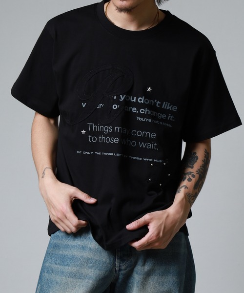 Jungle Storm(ジャングルストーム)の「RESHAM Y2K STAR ワッペンTシャツ 半袖(Tシャツ/カットソー・メンズ・アイボリー/ブラック/アイボリー系/ブルー/ピンク系/ピンク/ブルー系/ブラック系・S/L/M)」の11枚目の写真