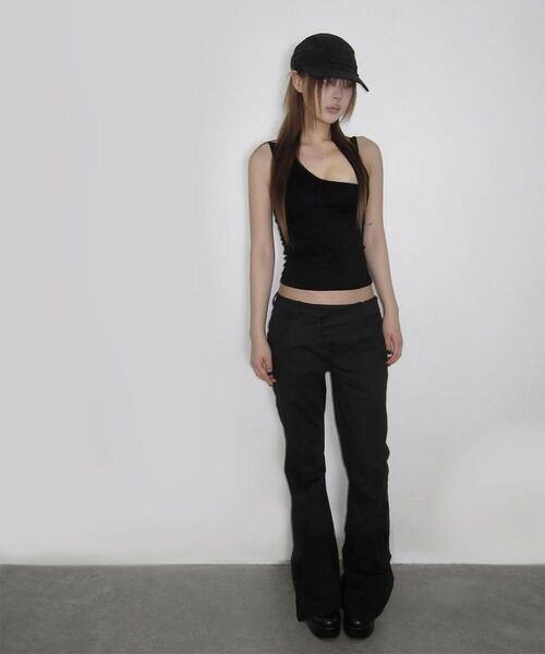 Miseki SEOUL(ミセキソウル)の「Diagonal strap bootcut pants BLACK(その他パンツ・レディース・その他・1/2/3)」の8枚目の写真