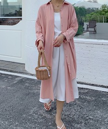前開きロングシャツワンピース