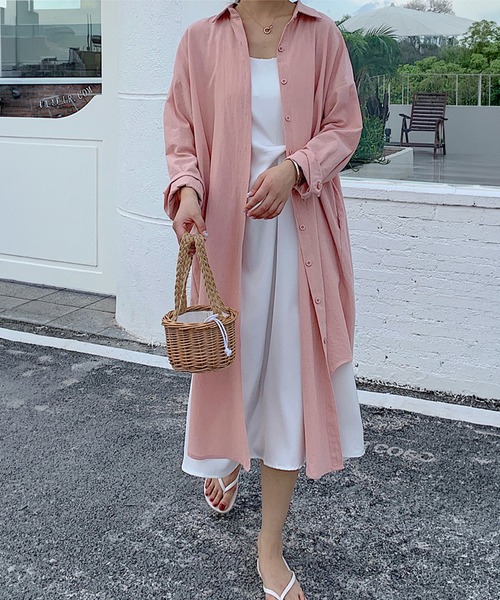 by LEGNA(バイレグナ)の「前開きロングシャツワンピース(シャツワンピース・レディース・カーキ/ブラック/ブルー/ベージュ/ネイビー/ブラウン/ホワイト/キャメル/ピンク・FREE)」の9枚目の写真