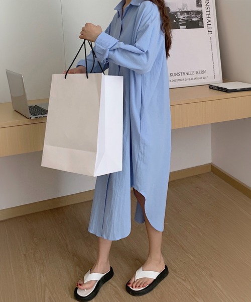 by LEGNA(バイレグナ)の「前開きロングシャツワンピース(シャツワンピース・レディース・カーキ/ブラック/ブルー/ベージュ/ネイビー/ブラウン/ホワイト/キャメル/ピンク・FREE)」の16枚目の写真