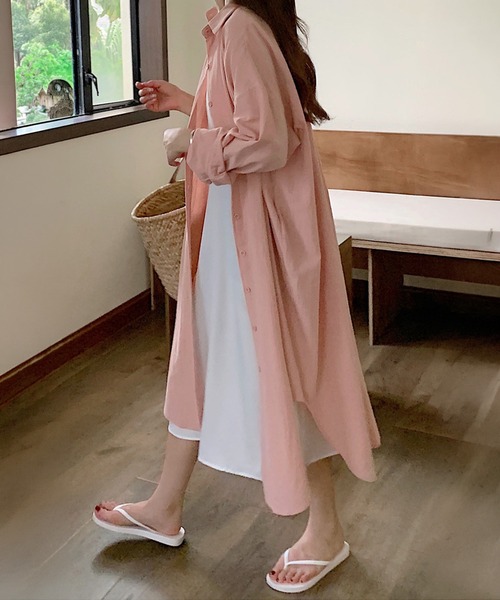 by LEGNA(バイレグナ)の「前開きロングシャツワンピース(シャツワンピース・レディース・カーキ/ブラック/ブルー/ベージュ/ネイビー/ブラウン/ホワイト/キャメル/ピンク・FREE)」の15枚目の写真