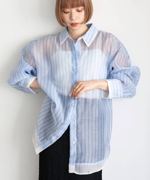 tiptop(ティップトップ)の「シアーレイヤードシャツ(シャツ/ブラウス・レディース・ホワイト系その他2/ブルー系その他2/ホワイト系その他/ブルー系その他・LONG/SHORT)」の4枚目の写真