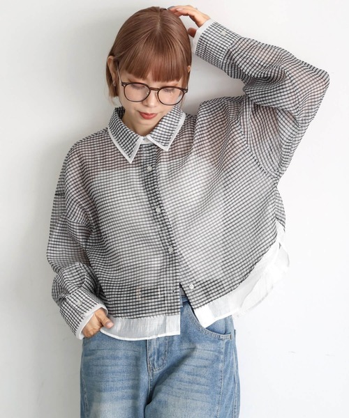 tiptop(ティップトップ)の「シアーレイヤードシャツ(シャツ/ブラウス・レディース・ホワイト系その他2/ブルー系その他2/ホワイト系その他/ブルー系その他・LONG/SHORT)」の6枚目の写真