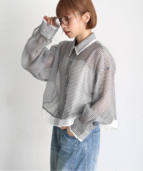 tiptop(ティップトップ)の「シアーレイヤードシャツ(シャツ/ブラウス・レディース・ホワイト系その他2/ブルー系その他2/ホワイト系その他/ブルー系その他・LONG/SHORT)」の7枚目の写真