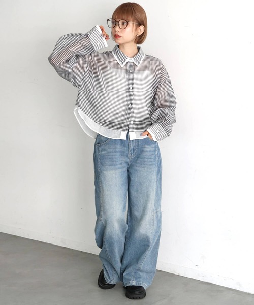 tiptop(ティップトップ)の「シアーレイヤードシャツ(シャツ/ブラウス・レディース・ホワイト系その他2/ブルー系その他2/ホワイト系その他/ブルー系その他・LONG/SHORT)」の9枚目の写真