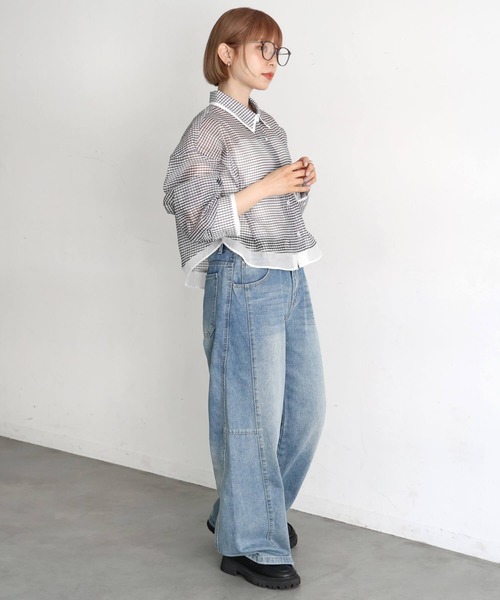 tiptop(ティップトップ)の「シアーレイヤードシャツ(シャツ/ブラウス・レディース・ホワイト系その他2/ブルー系その他2/ホワイト系その他/ブルー系その他・LONG/SHORT)」の10枚目の写真