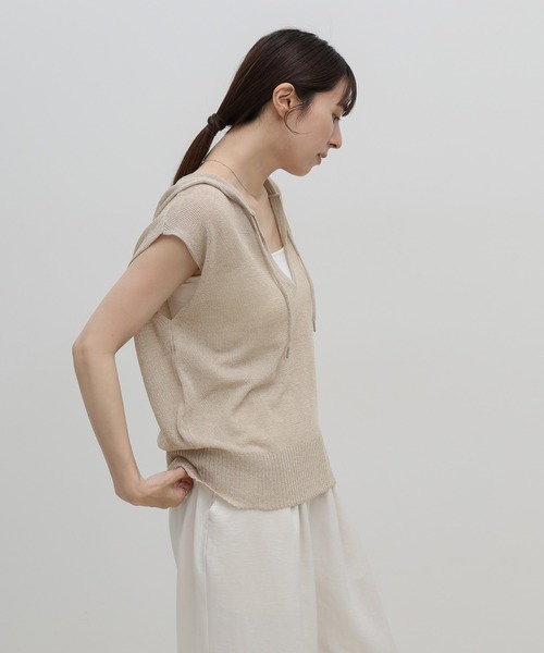 select MOCA（セレクトモカ）の「フードデザインノースリーブサマーニット（ニット/セーター・レディース・チャコールグレー/ブラウン/アイボリー・FREE）」の9枚目の写真