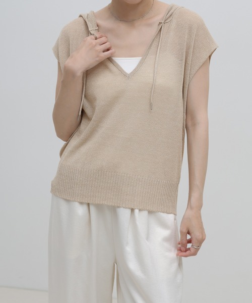 select MOCA（セレクトモカ）の「フードデザインノースリーブサマーニット（ニット/セーター・レディース・チャコールグレー/ブラウン/アイボリー・FREE）」の10枚目の写真