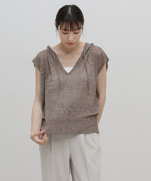 select MOCA（セレクトモカ）の「フードデザインノースリーブサマーニット（ニット/セーター・レディース・チャコールグレー/ブラウン/アイボリー・FREE）」の18枚目の写真