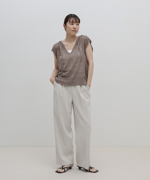 select MOCA（セレクトモカ）の「フードデザインノースリーブサマーニット（ニット/セーター・レディース・チャコールグレー/ブラウン/アイボリー・FREE）」の6枚目の写真