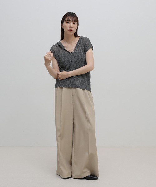 select MOCA（セレクトモカ）の「フードデザインノースリーブサマーニット（ニット/セーター・レディース・チャコールグレー/ブラウン/アイボリー・FREE）」の7枚目の写真