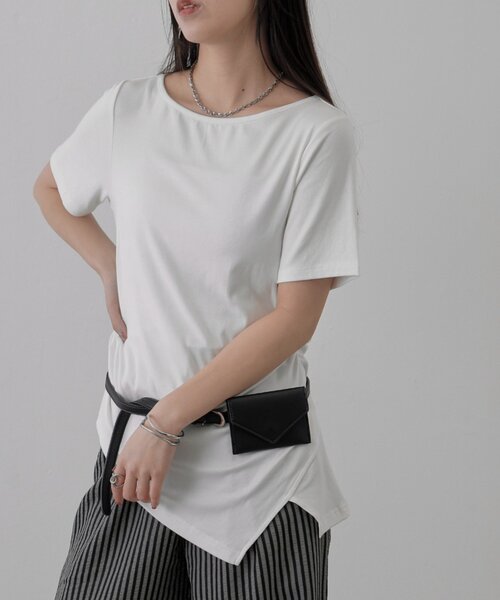 COLONY 2139（コロニートゥーワンスリーナイン）の「サイドギャザーコンパクトTシャツ（Tシャツ/カットソー・レディース・グレー/ホワイト/ブラック・FREE）」の16枚目の写真
