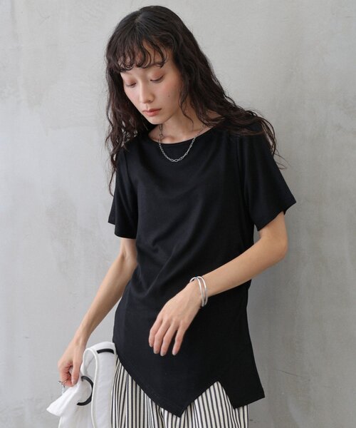 COLONY 2139（コロニートゥーワンスリーナイン）の「サイドギャザーコンパクトTシャツ（Tシャツ/カットソー・レディース・グレー/ホワイト/ブラック・FREE）」の22枚目の写真