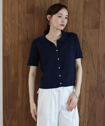 《新色追加》ゴールドボタンケーブルサマーニットカーディガン