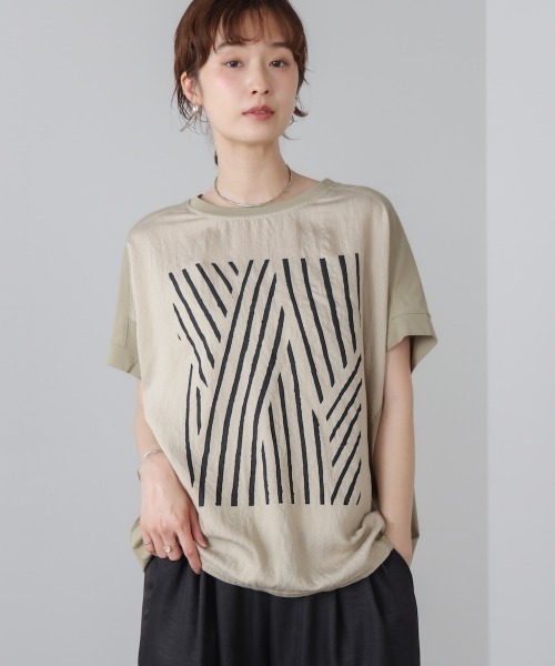 Bou Jeloud（ブージュルード）の「モノトーンゼブララインＴシャツ（Tシャツ/カットソー・レディース・カーキ/ブラック/ホワイト・FREE）」の3枚目の写真