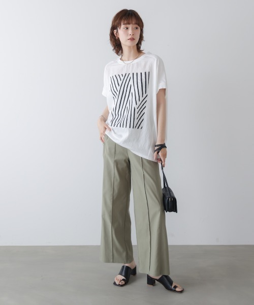 Bou Jeloud（ブージュルード）の「モノトーンゼブララインＴシャツ（Tシャツ/カットソー・レディース・カーキ/ブラック/ホワイト・FREE）」の5枚目の写真