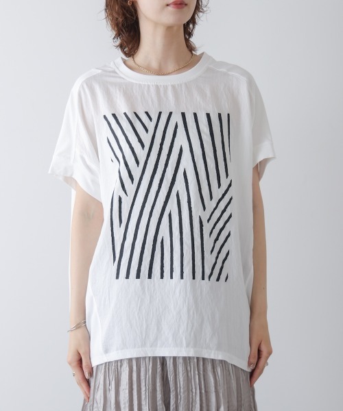 Bou Jeloud（ブージュルード）の「モノトーンゼブララインＴシャツ（Tシャツ/カットソー・レディース・カーキ/ブラック/ホワイト・FREE）」の15枚目の写真