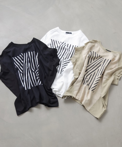 Bou Jeloud（ブージュルード）の「モノトーンゼブララインＴシャツ（Tシャツ/カットソー・レディース・カーキ/ブラック/ホワイト・FREE）」の18枚目の写真