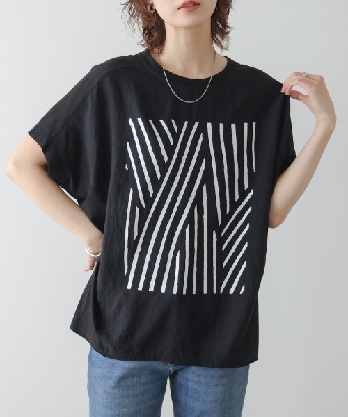 Bou Jeloud（ブージュルード）の「モノトーンゼブララインＴシャツ（Tシャツ/カットソー・レディース・カーキ/ブラック/ホワイト・FREE）」の19枚目の写真