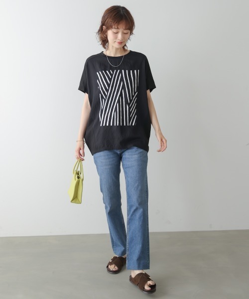 Bou Jeloud（ブージュルード）の「モノトーンゼブララインＴシャツ（Tシャツ/カットソー・レディース・カーキ/ブラック/ホワイト・FREE）」の20枚目の写真