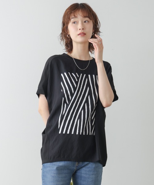 Bou Jeloud（ブージュルード）の「モノトーンゼブララインＴシャツ（Tシャツ/カットソー・レディース・カーキ/ブラック/ホワイト・FREE）」の21枚目の写真