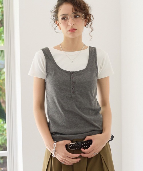 PBLIM（ページボーイリム）の「《UNISEX》ヘンリーレイヤードタンク / ２枚セット（タンクトップ・レディース・ネイビー系/ブラウン系/グレー系・FREE）」の2枚目の写真