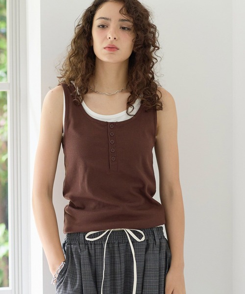 PBLIM（ページボーイリム）の「《UNISEX》ヘンリーレイヤードタンク / ２枚セット（タンクトップ・レディース・ネイビー系/ブラウン系/グレー系・FREE）」の3枚目の写真