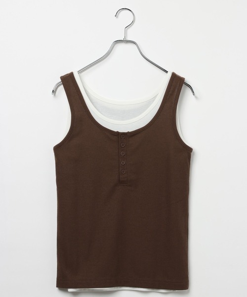 PBLIM（ページボーイリム）の「《UNISEX》ヘンリーレイヤードタンク / ２枚セット（タンクトップ・レディース・ネイビー系/ブラウン系/グレー系・FREE）」の6枚目の写真