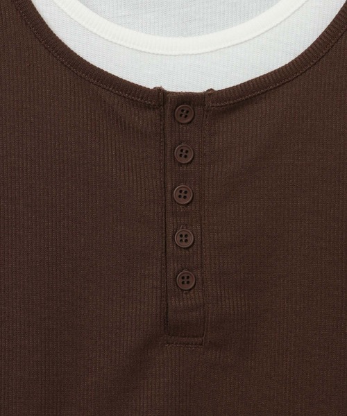 PBLIM（ページボーイリム）の「《UNISEX》ヘンリーレイヤードタンク / ２枚セット（タンクトップ・レディース・ネイビー系/ブラウン系/グレー系・FREE）」の5枚目の写真