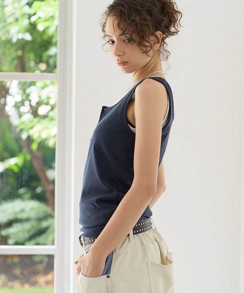 PBLIM（ページボーイリム）の「《UNISEX》ヘンリーレイヤードタンク / ２枚セット（タンクトップ・レディース・ネイビー系/ブラウン系/グレー系・FREE）」の21枚目の写真