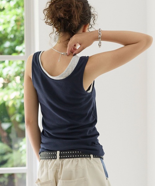 PBLIM（ページボーイリム）の「《UNISEX》ヘンリーレイヤードタンク / ２枚セット（タンクトップ・レディース・ネイビー系/ブラウン系/グレー系・FREE）」の20枚目の写真