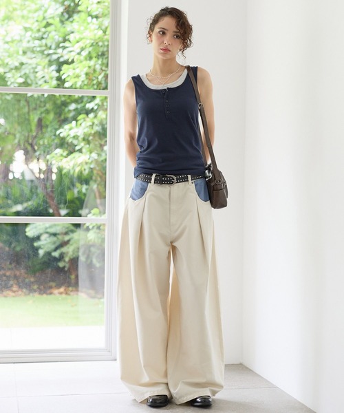 PBLIM（ページボーイリム）の「《UNISEX》ヘンリーレイヤードタンク / ２枚セット（タンクトップ・レディース・ネイビー系/ブラウン系/グレー系・FREE）」の19枚目の写真