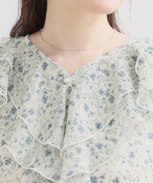couture brooch（クチュールブローチ）の「【洗える】花柄 フリル ワンピース（ワンピース・レディース・ダークブラウン系/ホワイト系3・40/36/38/42）」の5枚目の写真