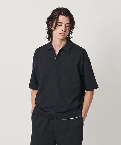 BEAUTY&YOUTH UNITED ARROWS(ビューティーアンドユースユナイテッドアローズ)の「Air Dobby ワイドテーパード ポロシャツ ヨコストレッチ 吸水速乾 ウォッシャブル(ポロシャツ・メンズ・ライトグレー/ブラック/ダークブラウン・L/M/S/XL)」の2枚目の写真