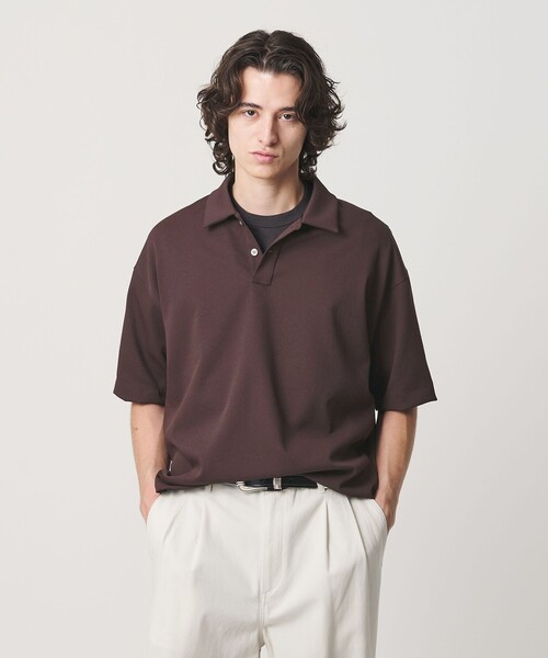 BEAUTY&YOUTH UNITED ARROWS(ビューティーアンドユースユナイテッドアローズ)の「Air Dobby ワイドテーパード ポロシャツ ヨコストレッチ 吸水速乾 ウォッシャブル(ポロシャツ・メンズ・ライトグレー/ブラック/ダークブラウン・L/M/S/XL)」の10枚目の写真
