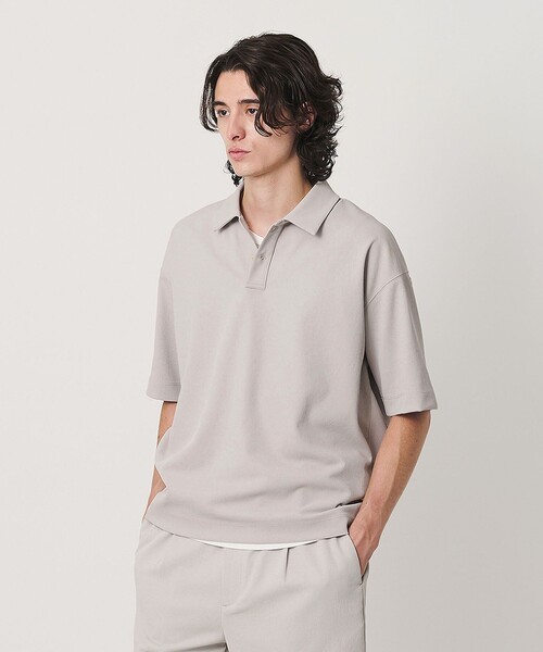 BEAUTY&YOUTH UNITED ARROWS(ビューティーアンドユースユナイテッドアローズ)の「Air Dobby ワイドテーパード ポロシャツ ヨコストレッチ 吸水速乾 ウォッシャブル(ポロシャツ・メンズ・ライトグレー/ブラック/ダークブラウン・L/M/S/XL)」の12枚目の写真