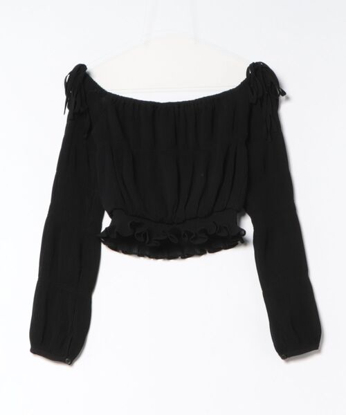 EMODA（エモダ）の「RIBBON CUT OFF SHOULDER TOP（Tシャツ/カットソー・レディース・ベージュ/ブラック/ホワイト・FREE）」の3枚目の写真