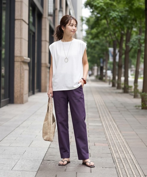 STYLE DELI(スタイルデリ)の「しっとりマットナイロンパンツ(スラックス・レディース・ブラック/ダークパープル・01/02)」の3枚目の写真