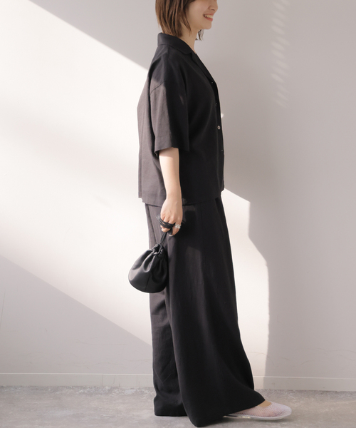 JOURNAL STANDARD relume(ジャーナルスタンダード レリューム)の「ラミーレーヨンオープンカラーシャツ(シャツ/ブラウス・レディース・ブラック/ブラウン・FREE)」の4枚目の写真