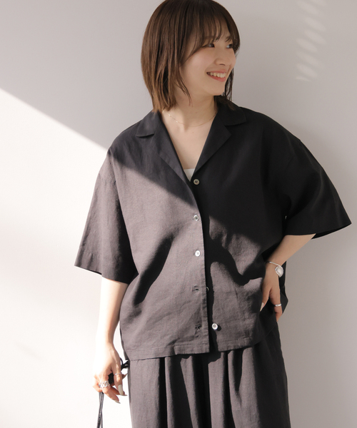 JOURNAL STANDARD relume(ジャーナルスタンダード レリューム)の「ラミーレーヨンオープンカラーシャツ(シャツ/ブラウス・レディース・ブラック/ブラウン・FREE)」の6枚目の写真