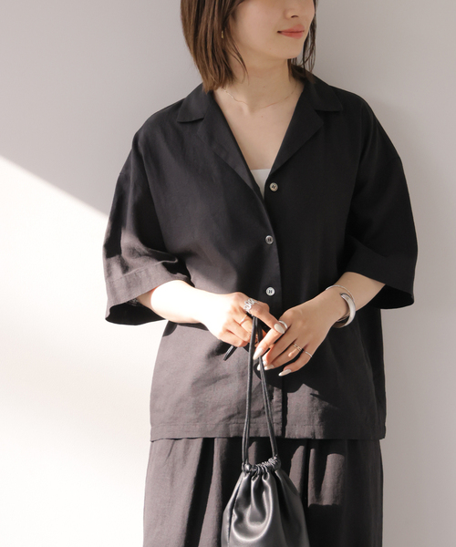 JOURNAL STANDARD relume(ジャーナルスタンダード レリューム)の「ラミーレーヨンオープンカラーシャツ(シャツ/ブラウス・レディース・ブラック/ブラウン・FREE)」の7枚目の写真