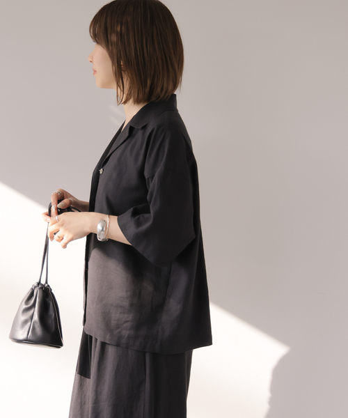 JOURNAL STANDARD relume(ジャーナルスタンダード レリューム)の「ラミーレーヨンオープンカラーシャツ(シャツ/ブラウス・レディース・ブラック/ブラウン・FREE)」の8枚目の写真
