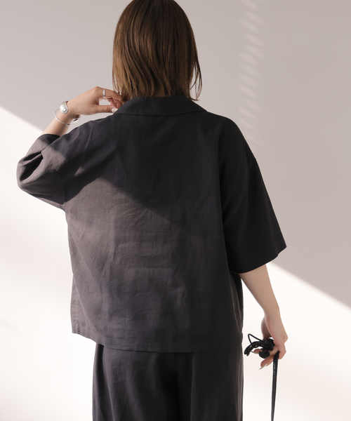 JOURNAL STANDARD relume(ジャーナルスタンダード レリューム)の「ラミーレーヨンオープンカラーシャツ(シャツ/ブラウス・レディース・ブラック/ブラウン・FREE)」の9枚目の写真